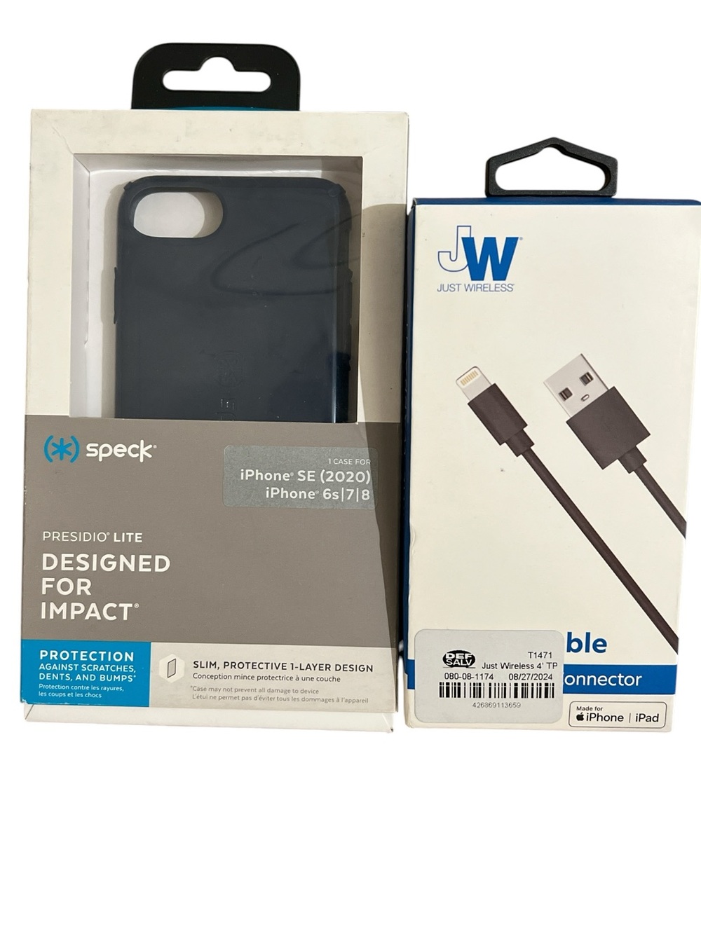 iPhone Case & Cable Bundle of 2 - Speck Case + Just Wireless Lightning Cable